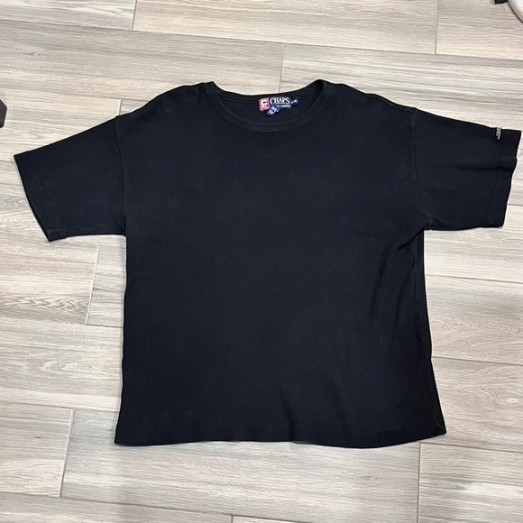 VTG Chaps Ralph Lauren Ribbed Tee Men’s Xl Black 90s Classiccore Shirt - Picture 1 of 7